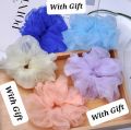 PACK of 5 Random organza  Lightweight Hair Scrunchie Scrunch Bobble Elastic Band Handmade medium size hair tie fashion hair accessories for women and girls hair rope soft tissue organza fashion transparent scrunchies. 