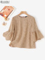 2024 ZANZEA Women Elegant Lace Crochet Blouse Female Summer Tops Holiday Shirt Work OL Tops Stylish 3/4 Sleeve Patchwork Blusas.