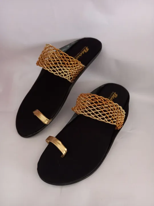 Slippers%20for%20women%20Beauty%20handmade%20slides%20black%20and%20gold%20srilanka%20made%20comfort%20for%20your%20foot%20-%20Image%202