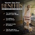 Wooden Step Stool for Adults & Kids - Very Sturdy, Bed Stool for High Beds, Kitchen, Bathroom, Closet. Made Lightweight Quality Eco Pine, Attractive (Sultans Empire). 