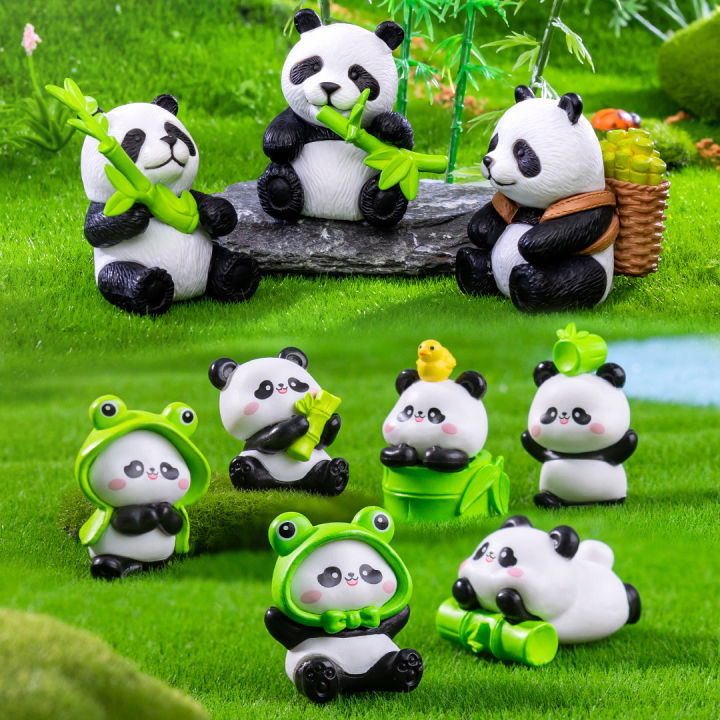 4Pcs New Panda Figurine Diy Home Kawaii Room Decor Miniature Fairy Garden Decoration Accessories Modern Children's Birthday  home decoration item