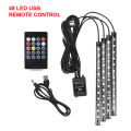 12V DIY Car Interior Ambient Mood Lights LED Strips RGB Lamps 24-48 Beads Door Foot Decorative Automotive Accessories Cartronics. 