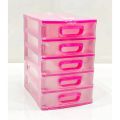 Plastic Five Layer Mini Drawer Storage Cabinet Box for Kitchen | for Bedroom | Jewellery Storage Box | Drawer Organizer (Pink)(Dimensions - 25cm × 22cm × 16cm). 
