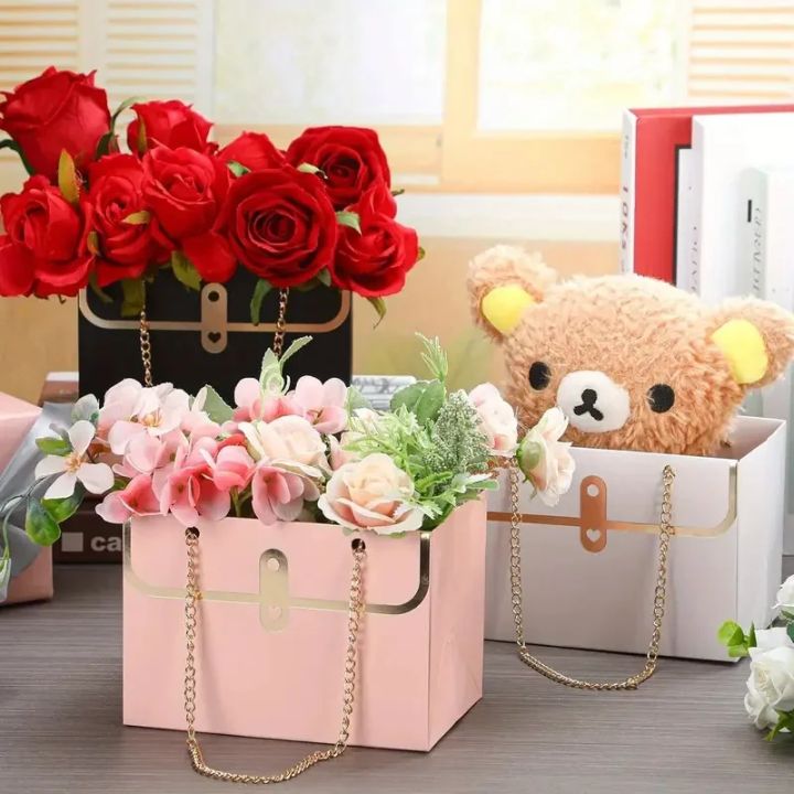 4/8/12/16PCS%20Portable%20Creative%20Handbag%20Flower%20Paper%20Packaging%20Box%20Bouquet%20Tote%20Bags%20Valentine's%20Day%20Birthday%20Party%20s%20Bags%20-%20Image%202