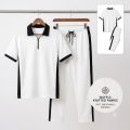 Premium Quality Waffle Knit Men’s Track Suitt – Half Zip T-Shirt & Trouser Set - Polo Shirts For Men With Trouser - Waffle Knit Trousers For Men - Mens Tracksuit - Tracksuits For Men - Waffle Knit Zipper Polo Shirt For Men. 