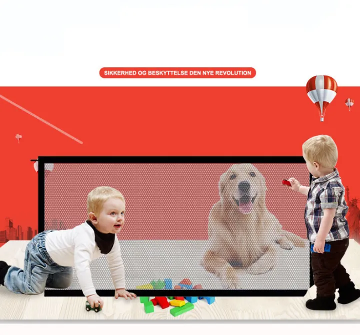 Pet Dog Fence Portable Folding Divider Mesh Home Perforation-Free Traceless Wall Protection Barrier Safety Net Nylon Mesh Cloth