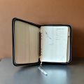 Executive Leather Journal with Ring Binding Zipper and Gift Ball Pen. 