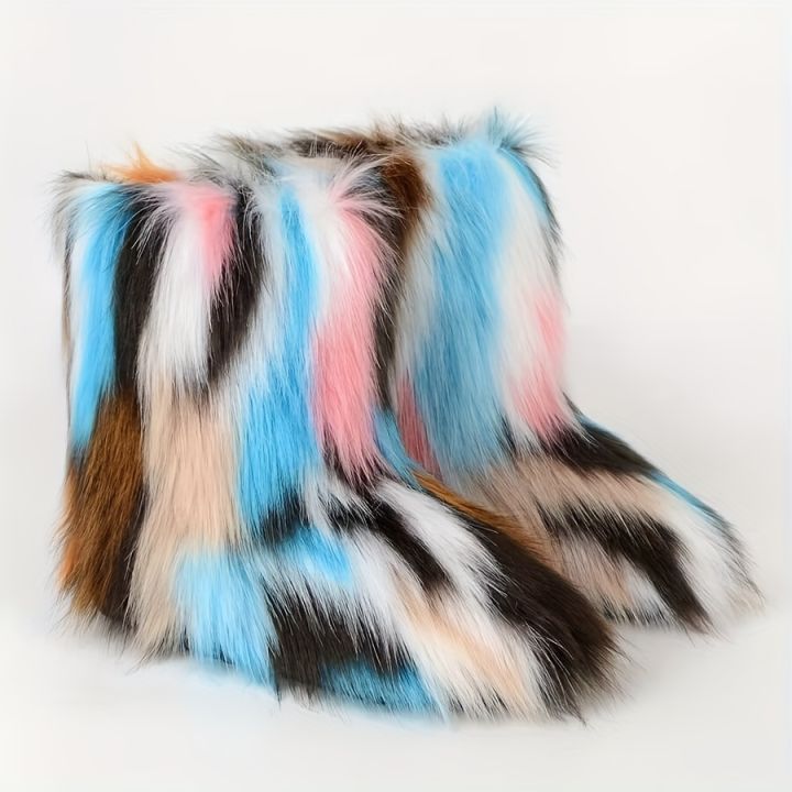 Y2K%20Fluffy%20Mid-calf%20Boots%20Winter%20Women%20Fashion%20Snow%20Boots%20Warm%20Cotton%20Shoes%20-%20Image%205