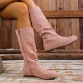 Hot Sale Womens Boots Side Zip Mid Calf Boots Trend Suede Women Flat Boots Luxury Plus Size Women Shoes High Quality Botas Mujer. 