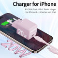 Pink 20W USB C Europe Plug Adapter for iPhone 14 14 Pro14 Pro Max 14 Plus13 12 11 XS XR X for Travel USBC Charger for Europe.