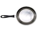 20cm Induction-Ready Stainless Steel Flat Bottom Frying Pan with Heat-Resistant Handle.
