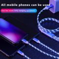 3 in 1 Glowing LED Light 3A Fast Charging Micro USB Type C Cable For iPhone Samsung Xiaomi Redmi Phone Charger USB Cable. 