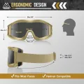 Vozapow Professional Shooting Goggles ANSI Z87.1 Safety Anti Fog Airsoft Tactical Glasses Motorcycle Mountaineering Sunglasses.