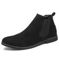 Men Suede Leather Chelsea Boots British Style Pointed-toe Dress Boots Outdoor Comortable Non Slip Mens Ankle Boots. 