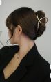 1 pcs heavy zircon and pearl embellished metal claw clip catcher large size- fancy hair accessory for women and girls. 