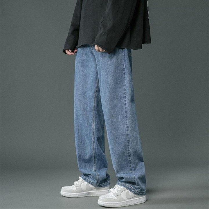 Korean%20Men's%20Casual%20Hip%20Hop%20Long%20Baggy%20Jeans%20Classic%20Man%20Straight%20Wide%20Leg%20Denim%20Pants%20Light%20Blue%20Grey%20Black%20Streetwear%20Trousers%20-%20Image%207