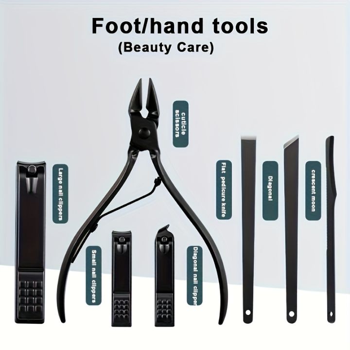 8/12/15/20/24pcs%20black%20Nail%20clipper%20set%20Pedicure%20knife%20Stainless%20steel%20Nail%20beauty%20tool%20Nail%20Care%20Trimmer%20Portable%20travel%20box%20-%20Image%204