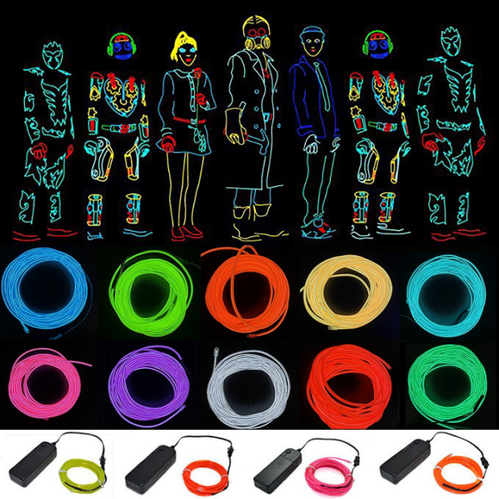1M/3M/5M Neon Light Dance Party Decor Light DIY Costumes Neon LED lamp Flexible Glow EL Wire Rope Tube Waterproof LED Strip Tape
