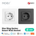 MOES Tuya ZigBee Wall Socket EU Embedded Outlet Energy Smart Monitor Indicator App Remote Control Works With Alexa  Home. 