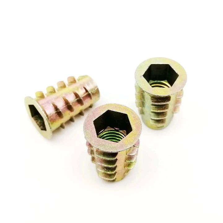 10/20pcs%20Metal%20Embedded%20Insert%20Nut%20E-Nut%20M4%20M5%20M6%20M8%20Hexagon%20Hex%20Socket%20Allen%20Head%20for%20Wood%20Furniture%20Inside%20and%20Outside%20Thread%20-%20Image%204