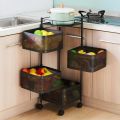 4tier Rotatable Kitchen Storage Rack Corner Organizer Trolley Cabinet Multi-Layer Shelf Fruit and Vegetable Basket Kitchen accessories. 
