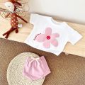 2024 Summer Girl Baby Clothes Set Newborn Baby Cotton Sun Flower Print T-shirt+Beach Shorts Toddler Boy Outfit Suit 0-3Y.