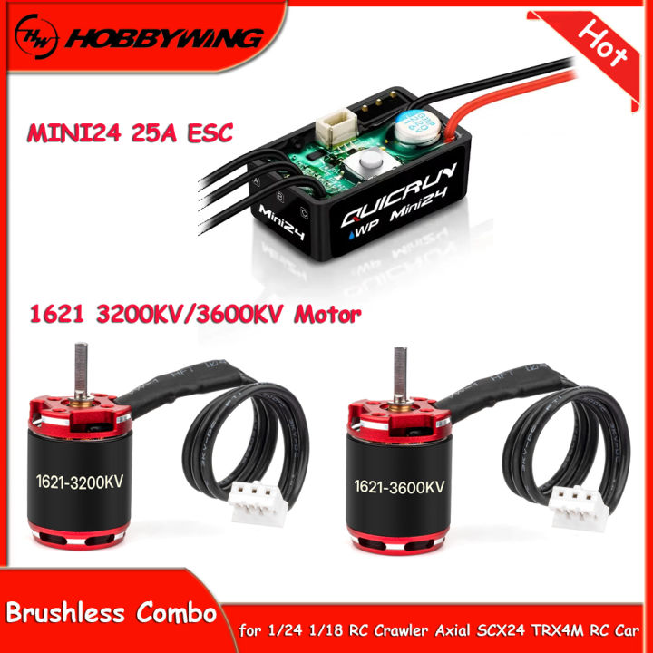 Hobbywing QuicRun WP Mini24 25A W/ 1621 3200KV/3600KV RC Outrunner Motor Combo for 1/24 1/18 RC Crawler Axial SCX24 TRX4M RC Car