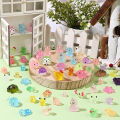 6Pcs Mini Luminous Resin Animals Tiny Glow In The Dark Ocean Animal Duck Dolphin Duck Turtle Mushroom Frog Miniature Figures. 