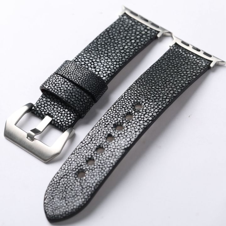 Handmade Devil fish Pearl Fish Leather Watchband For iWatch Apple watch 49MM 46MM 45MM 42mm s10 Ultra men's bracelet vintage