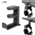 No Punch Table Clip Hook Headphone Holder 360 Degree Rotating Headphone Holder Miscellaneous Storage Hanging.