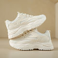 White Sneakers Women 2024 New Leather Chunky Sneakers Women's Sports Shoes Thick Tennis Vulcanized Shoes Basket Platform Shoes.