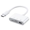 USB Type C Adapter Hub 3 in 1 Type C to TF CF SD Memory Card Reader USB Converter Adapter for Phone Macbook Huawei Samsung Xiomi. 