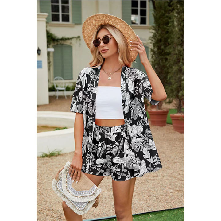 2024%20Summer%20Casual%20Shirt%20Two%20Piece%20Set%20For%20Women%20Shorts%202%20Piece%20Sets%20Outfit%20Print%20%20Short%20Sleeve%20Short%20Sets%20Outfits%20Home%20Sets%20-%20Image%205