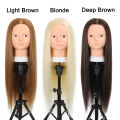 Mannequin Head with 80% Real Human Hair 26''-28"Cosmetology Mannequin Doll Head For Hairdresser Practice Braiding Head. 