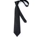 Solid Black Plaid Men's 8cm Polyester Neck Tie Handkerchief Cufflinks Set with Gift Box Tie Clip Birthday Anniversary Gift. 