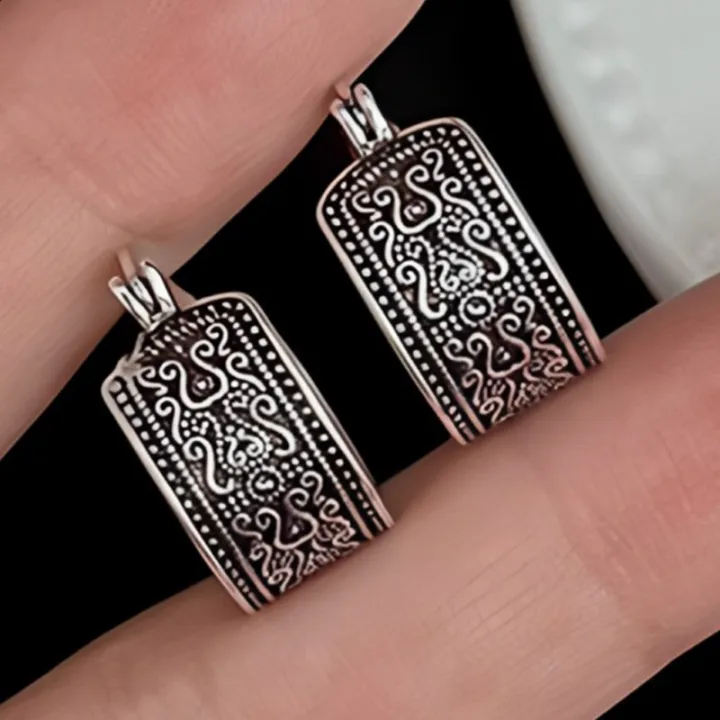 925%20Sterling%20Silver%20Texture%20Flower%20Earrings%20For%20Women%20Gothic%20Trendy%20Simple%20Retro%20Earring%20Jewelry%20Party%20Accessories%20-%20Image%205