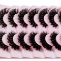 7 Pairs False Eyelashes Wispy Lashes Natural Look Fake Eyelashes Cat Eye Lashes Faux Mink Fluffy Strip False Lashes Pack. 