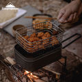 CAMPINGMOO Outdoor Fried Nets and Baskets, Camping Folding 304 Stainless Steel Fried French Fries, Picnic Lunch Boxes, S-1218.