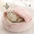 Round Cat Cushion Semi Enclosed Pet Sleep Bags Long Soft Plush 2 in 1 Warms Cats Beds Simple Comfort Warm Puppy Sleeping Nest. 