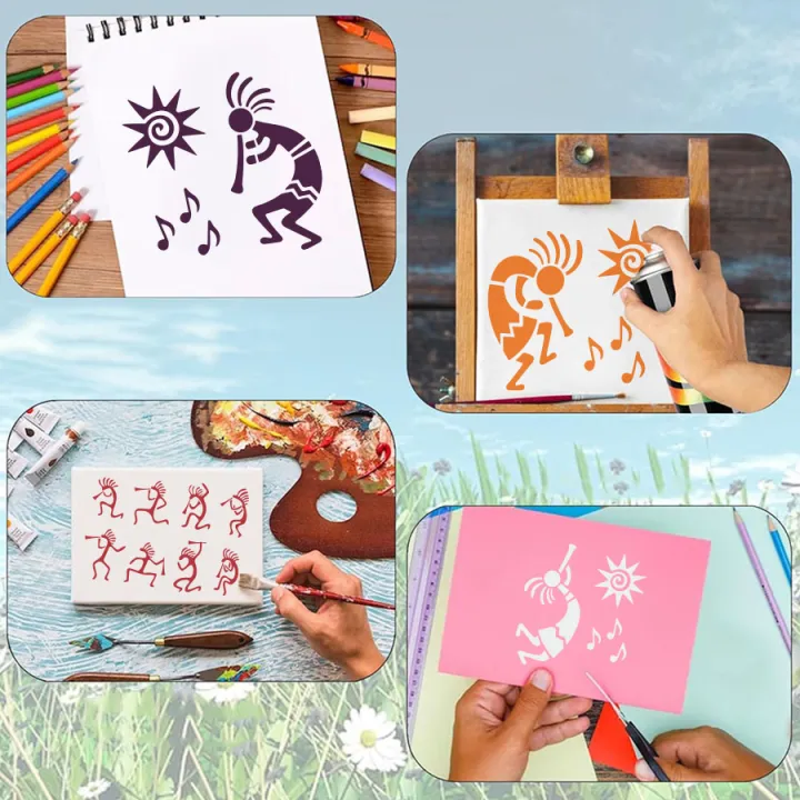 1%20Set%20A4%20and%206inch%20Kokopelli%20Stencils%20Tribal%20Style%20Painting%20Templates%20for%20Wall%20Fabric%20Canvas%20Bag%20DIY%20Decor%20-%20Image%204