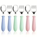 6 PCS Toddler Utensils Stainless Steel Fork And Spoon Safe Baby Silverware Set, Kid Safe Utensils Children's Flatware Kids Cutle.