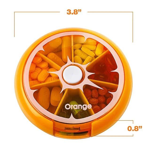 Daily Pill Organizer - (Pack of 1 ) Round 7 Day Weekly Travel Medication Cases with Automatic Push Button Pill Dispenser Compartments, Great Pill Reminder Box to Organize Your Pills and Vitamins …