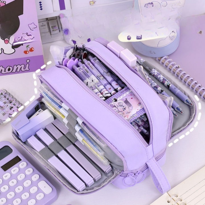 Quadruple Window Pencil Case Large Capacity Stationery Organizer Multi-Layer Compartments for School Office Cosmetic Storage