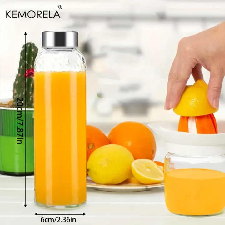 KEMORELA%203/4/6PCS%20Clear%20Glass%20Bottles%20with%20Lids%20530ML,%20Reusable%20Glass%20Water%20Bottles%20with%20Stainless%20Steel%20Cap%20for%20Juice%20Milk%20Tea%20-%20Image%207