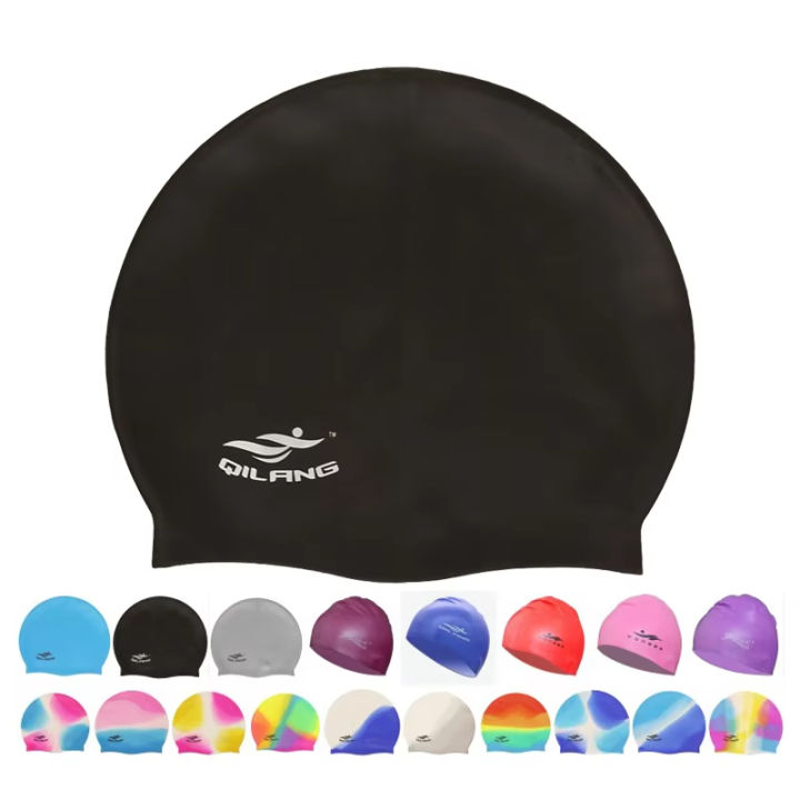 Silicone swim caps Swim Cap Adult Silicone Waterproof Unisex Solid Color Pool Diving Cap Long Hair