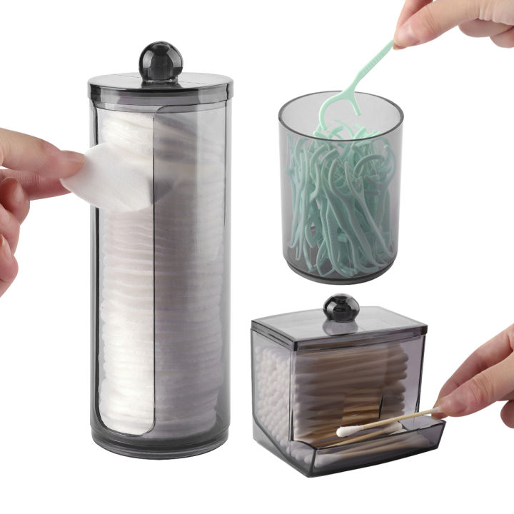 1/3%20Pcs%20Acrylic%20Qtip%20Holder%20with%20Lid%20Clear%20Cotton%20Pad%20Holder%20Bathroom%20Makeup%20Organizers%20Containers%20Storage%20Box%20for%20Cotton%20Ball%20-%20Image%202