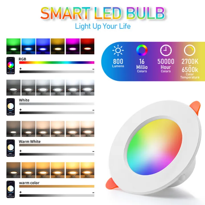 1-8PCS%20LED%20Downlight%20Dimmable%2010W%20tuya%20Intelligent%20Graffiti%20Control%20APP%20RGB%20CW%20Full%20Color%20Spot%20Ceiling%20Recessed%20AC85-265V%20-%20Image%203