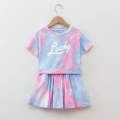 Girls tie-dye craft suit skirt Korean fashion sports suit skirt children's clothing 2 pieces. 