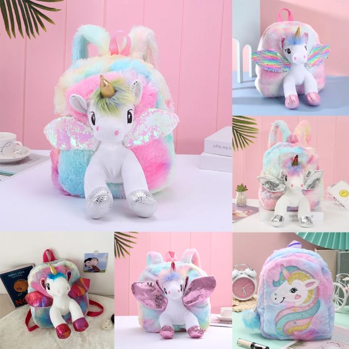 Unicorns%20Cartoon%20School%20Book%20Bag%20Backpacks%20Cute%20Fashion%203D%20Fur%20Backpacks%20For%20Girls%20Travel%20Backpack%20Children%20Schoolbag%20Kids%20Gift%20-%20Image%202