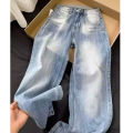 Autumn Spring Straight Jeans Women Denim Pants Vintage Fashion Female High Waist Jeans Solid Casual Wide Leg Pants Trousers. 